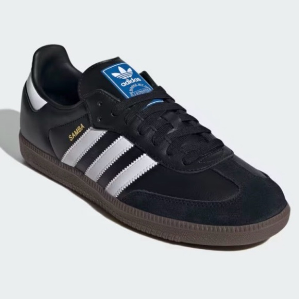 ADIDAS Samba Originals Leather Sneaker Shoe Black/White Men’s 5 / Size Women’s 6